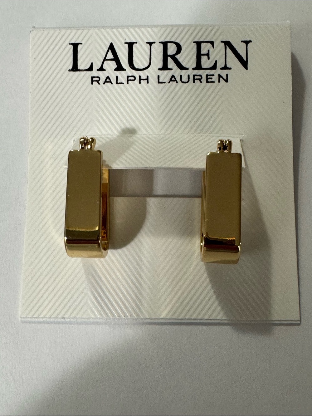 Lauren Ralph Lauren Gold Rectangular Huggie Hoop Earrings